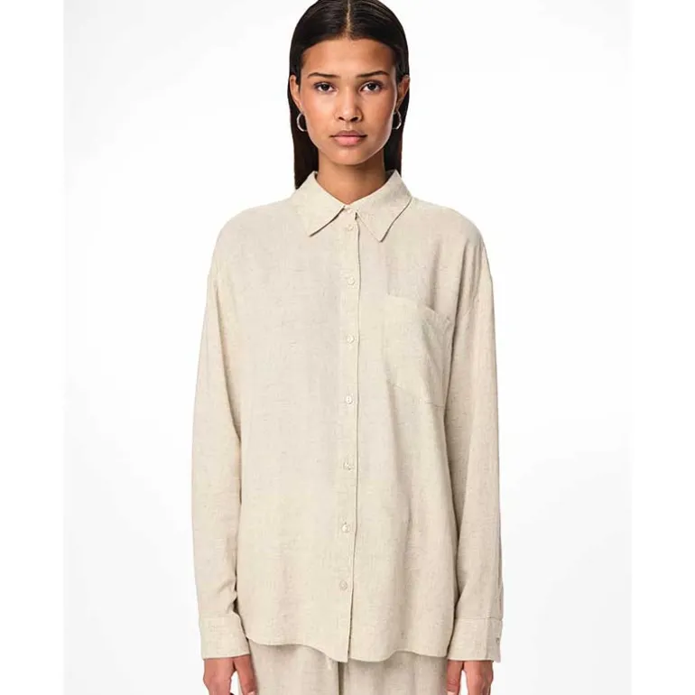 Pieces PCPia LS Loose Shirt Noos Birch Melange