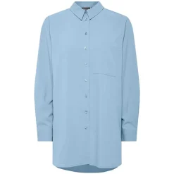 Pieces PcPoppy Ls Oxford Loose Shirt WVN Noos Cashmere Blue