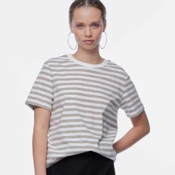 Pieces PCRia SS Tee Stripes Noos Silver Mink