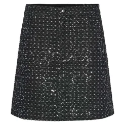 Pieces PCRoberta HW Mini Sequins Denim Skirt Grey Denim