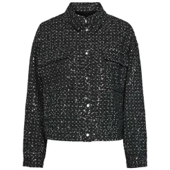 Pieces PCRoberta LS Sequins Jacket Grey Denim