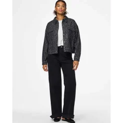 Pieces PCRoberta LS Sequins Jacket Grey Denim