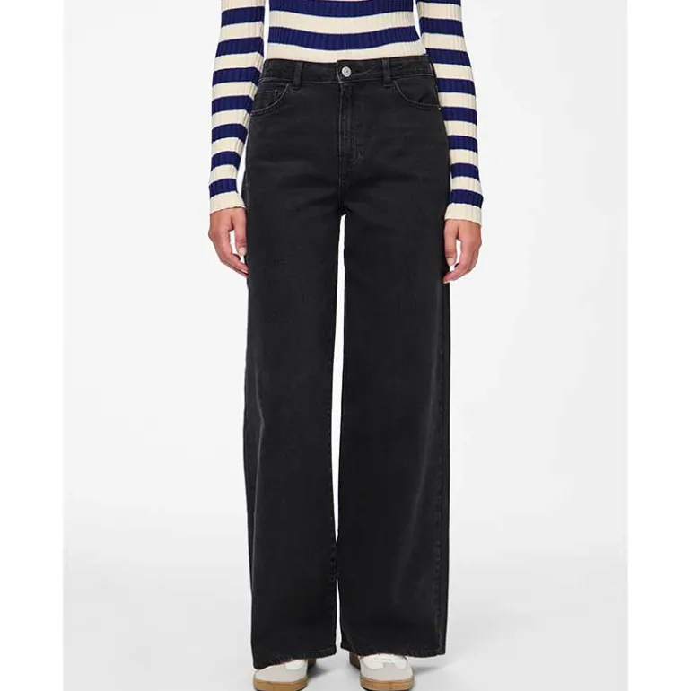 Pieces PCSelma HW Wide Jeans Noos Black Denim