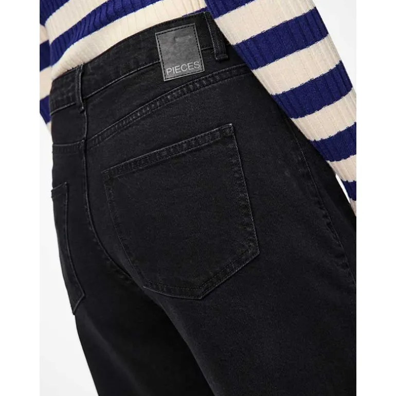 Pieces PCSelma HW Wide Jeans Noos Black Denim