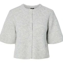 Pieces PCSilly SS O-Neck Knit Cardigan Noos Light Grey Melange
