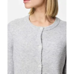 Pieces PCSilly SS O-Neck Knit Cardigan Noos Light Grey Melange