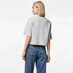 Pieces PCSilly SS O-Neck Knit Cardigan Noos Light Grey Melange