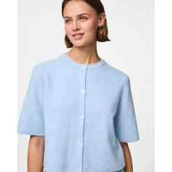 Pieces PCSilly SS O-Neck Knit Cardigan Noos Cashmere Blue