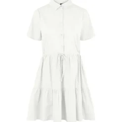 PIECES PCVALDINE SS SHIRT DRESS HVID