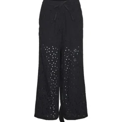 Pieces PCWendy MW Broderie Angalise Pant D2D Sort