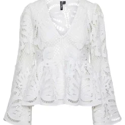 Pieces PCWinsta LS V-Neck Top D2D Hvid