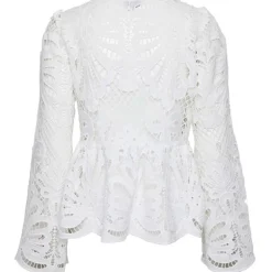 Pieces PCWinsta LS V-Neck Top D2D Hvid