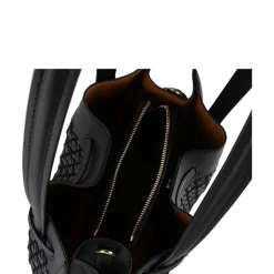 Pourchet Paris 24092 Medium Blossom Tresse Bag Noir