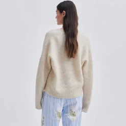 Second Female Brook Knit Loose V-Neck Lys Sand