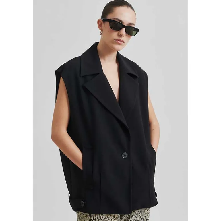 Second Female Fique Oversize Waistcoat Black
