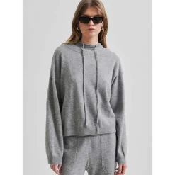 Second Female Lounge Knit Hoodie Grey Melange
