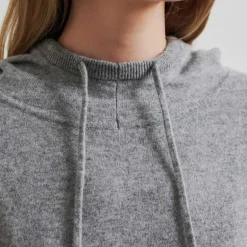 Second Female Lounge Knit Hoodie Grey Melange