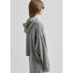 Second Female Lounge Knit Hoodie Grey Melange