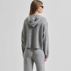 Second Female Lounge Knit Hoodie Grey Melange